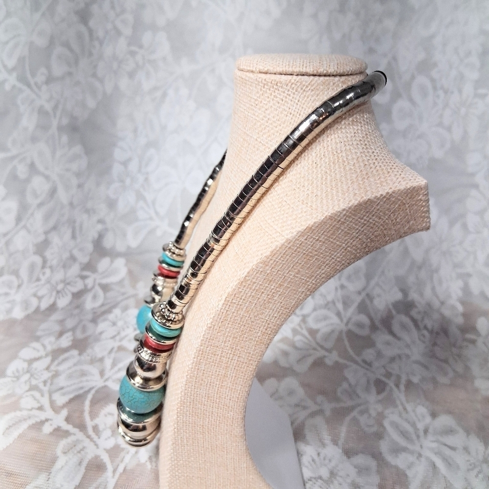 Terra Chrome Necklace Mirror Finish Beaded With Silver Spacers - Picture 6 of 9